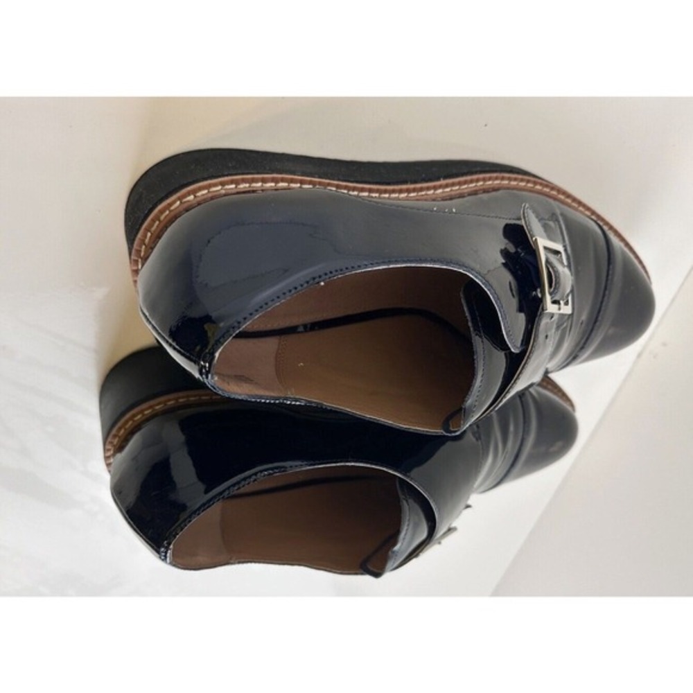 Halogen Haemma-Lea Navy Patent Leather Monk Strap Platform Loafers 11M 45-03‎ - Picture 10 of 15